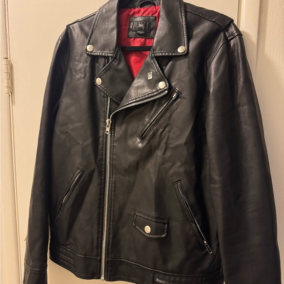 Obey Other - Sold *Obey Black faux Leather Jacket with Red Lining
